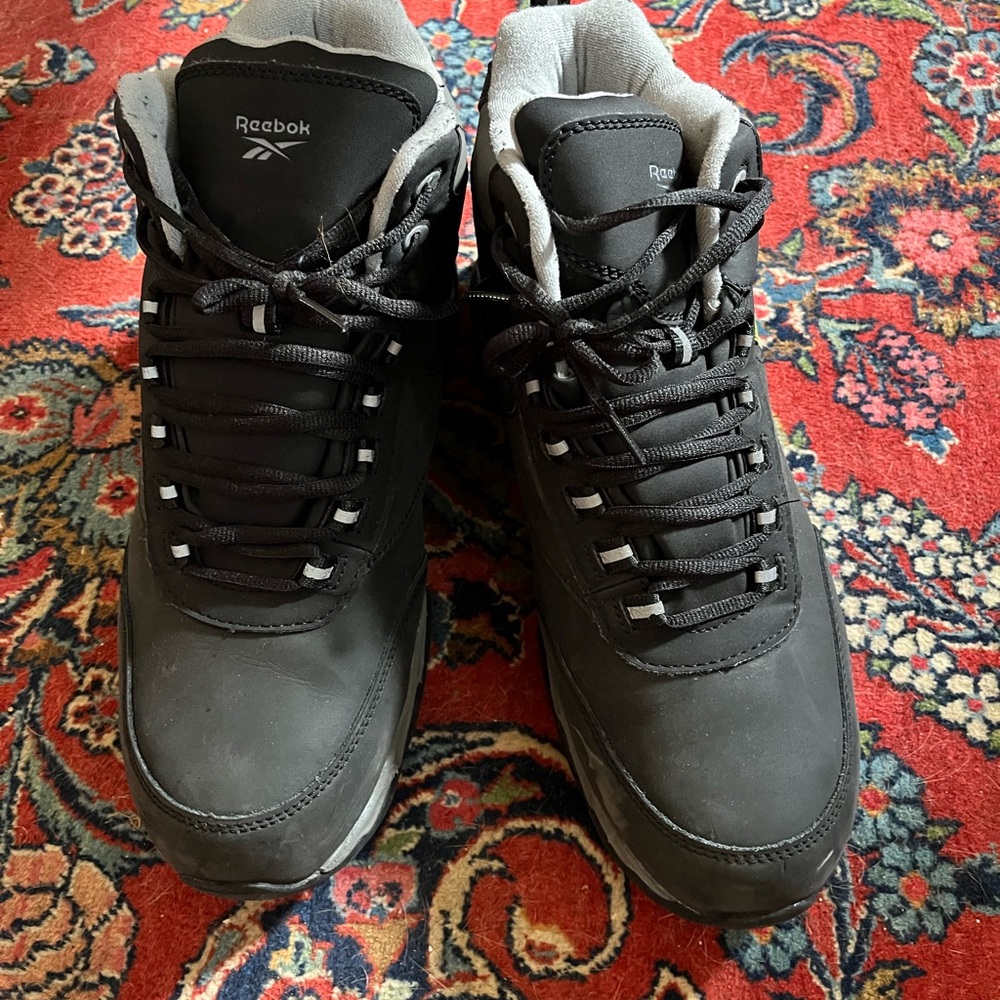 Reebok Black and Gray Athletic Shoes with Padded Ankle Collar